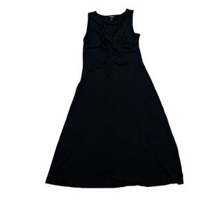 Talbots Womens Black V-Neck Tank Dress Midi Length Size XS